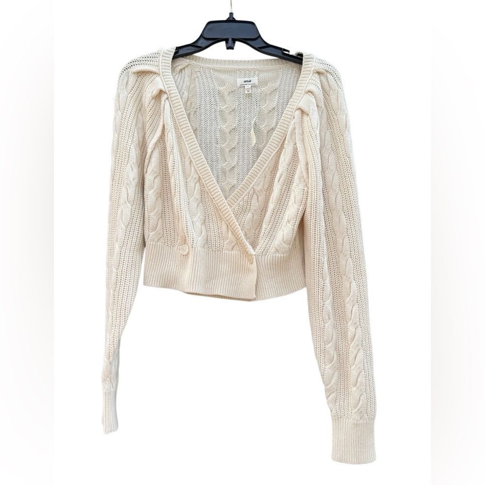NWT Aerie Cable Wrap Cardigan Top in Natural Size Small - Picture 5 of 6